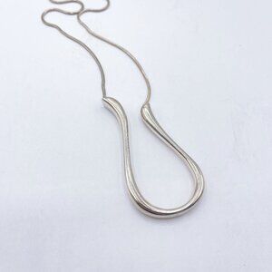 Silpada 925 Sterling Silver Tubular Horseshoe Pendent on Long Snake Chain Neckla